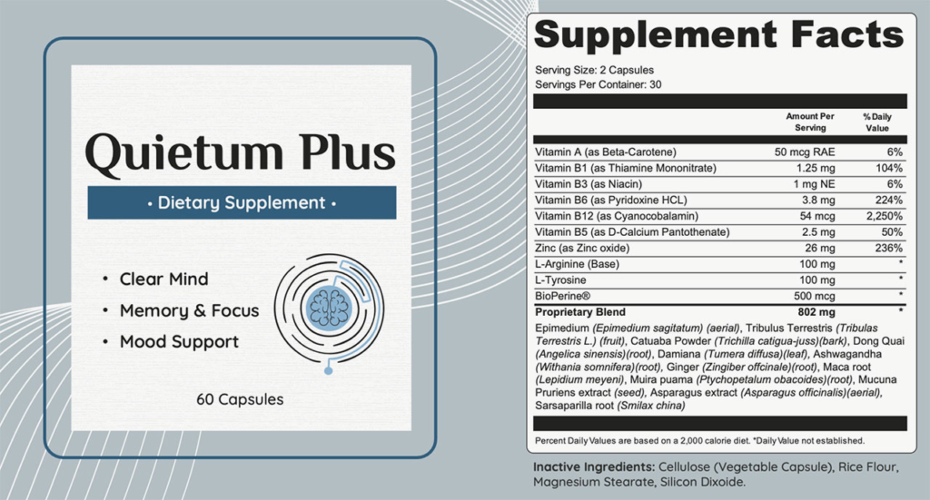 Quietum Plus Supplement Facts
